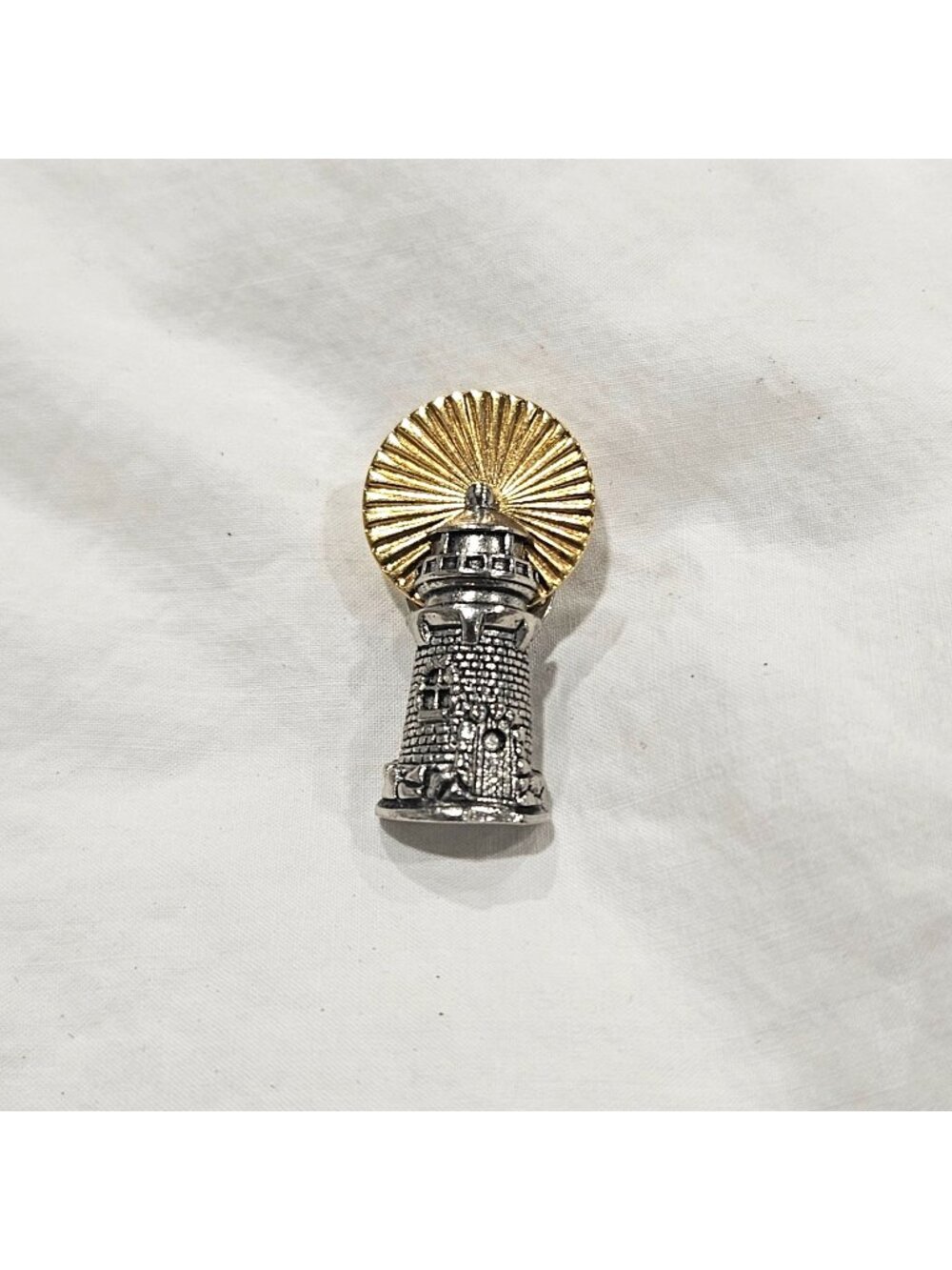 Vintage Avon Lighthouse Lapel Pin Silver Gold tone Coastal beachy